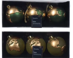 Box 3 Palline Di Natale 8Cm Con Decorazioni Del Mondo Modello Assortito