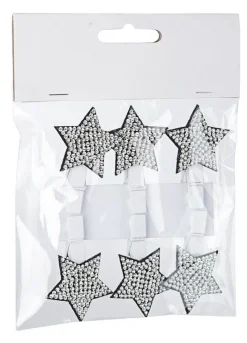 6 Clip Stelle Argento Effetto Swarovski
