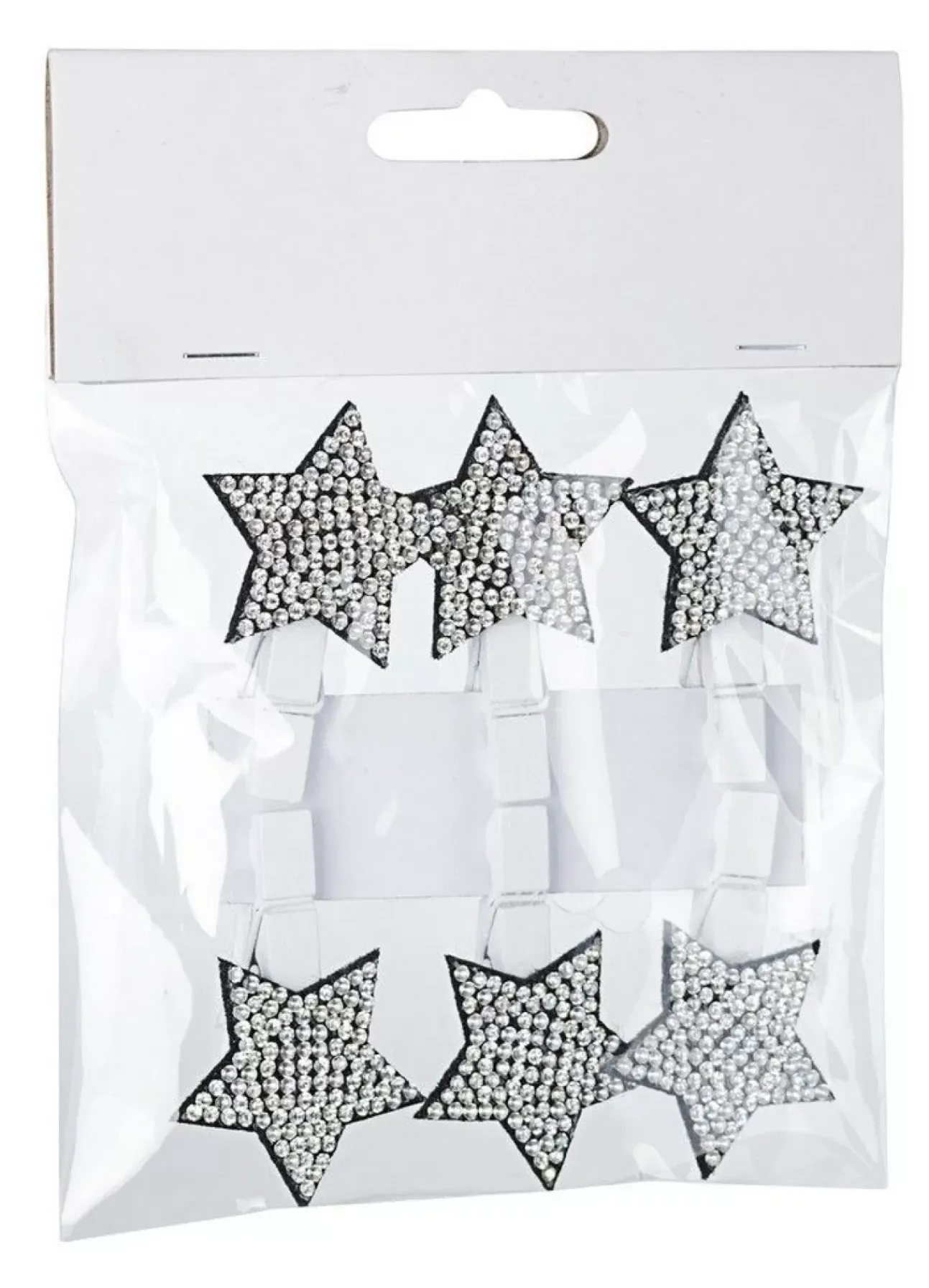6 Clip Stelle Argento Effetto Swarovski