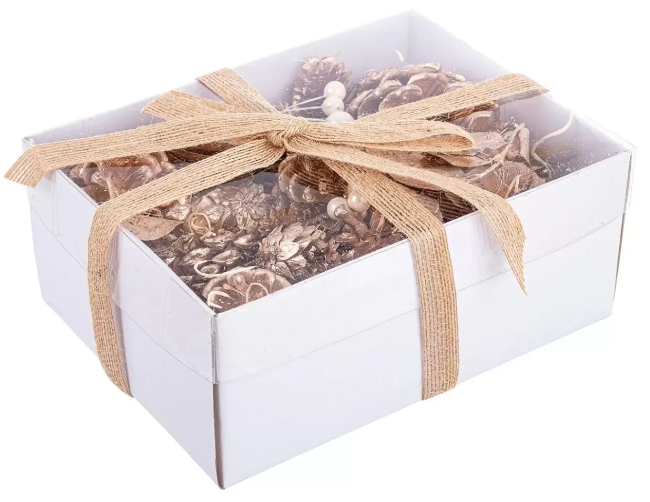 Confezione Regalo Con Decorazioni Natalizie Champagne 20X5Xh8.5Cm
