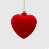 Cuore Appendibile In Vetro E Velluto Rosso 8Cm