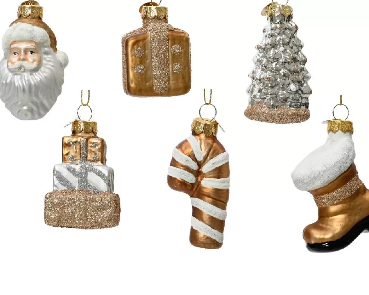 1 Decorazione Natalizia Appendibile Oro E Glitter Modello Assortito
