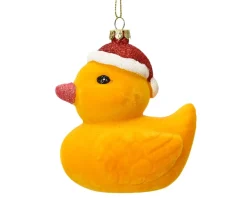 1 Decorazione Paperella Con Cappello Di Natale Appendibile