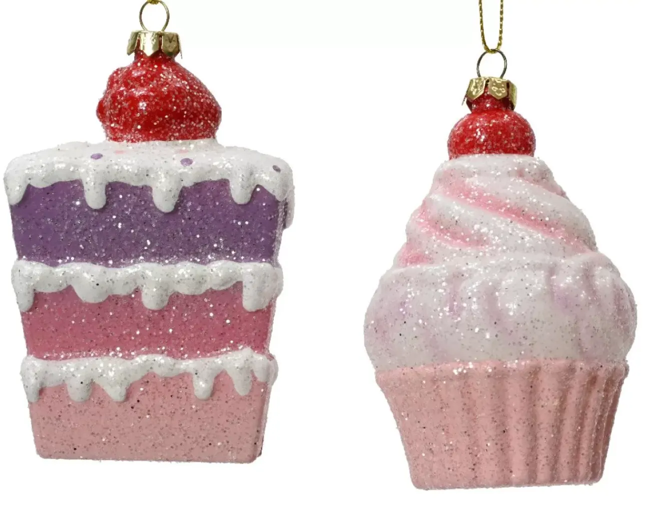 1 Decorazione Torta/Cupcake Rosa Appendibile Con Glitter Modello Assortito