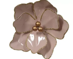Fiore Con Clip E Bacche Rosa 15X8Cm