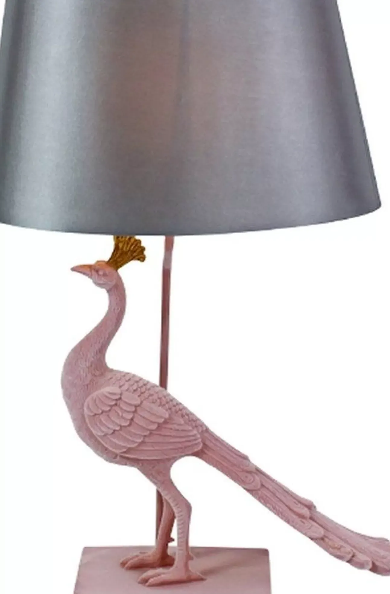 Lampada Da Tavolo Pavone 51X25,5X62Cm Rosa/Grigio