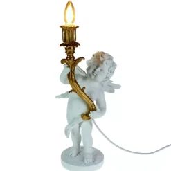 Lampada Da Tavolo Putto 23X22X49Cm Bianco/Oro