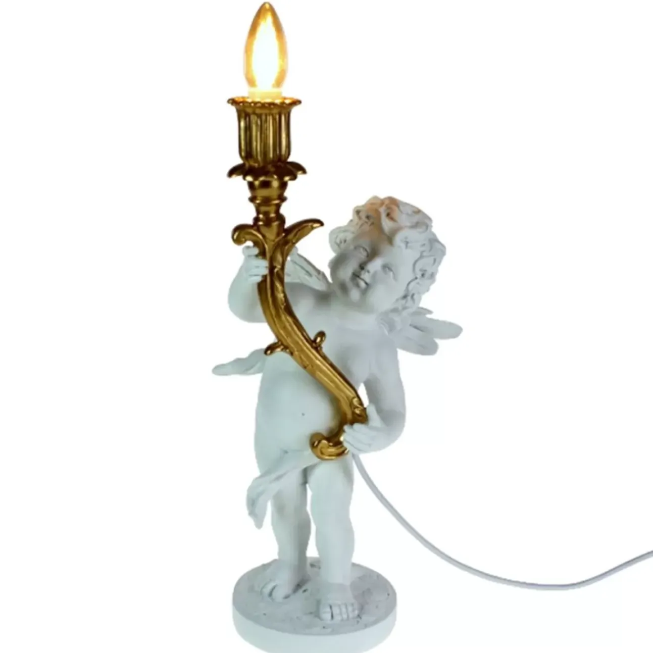 Lampada Da Tavolo Putto 23X22X49Cm Bianco/Oro