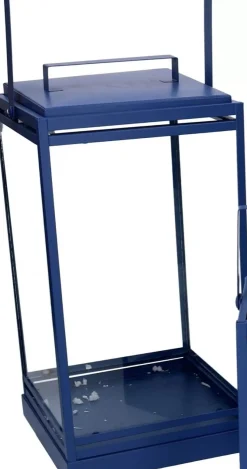 Lanterna In Metallo Blu 18X18X36,3Cm
