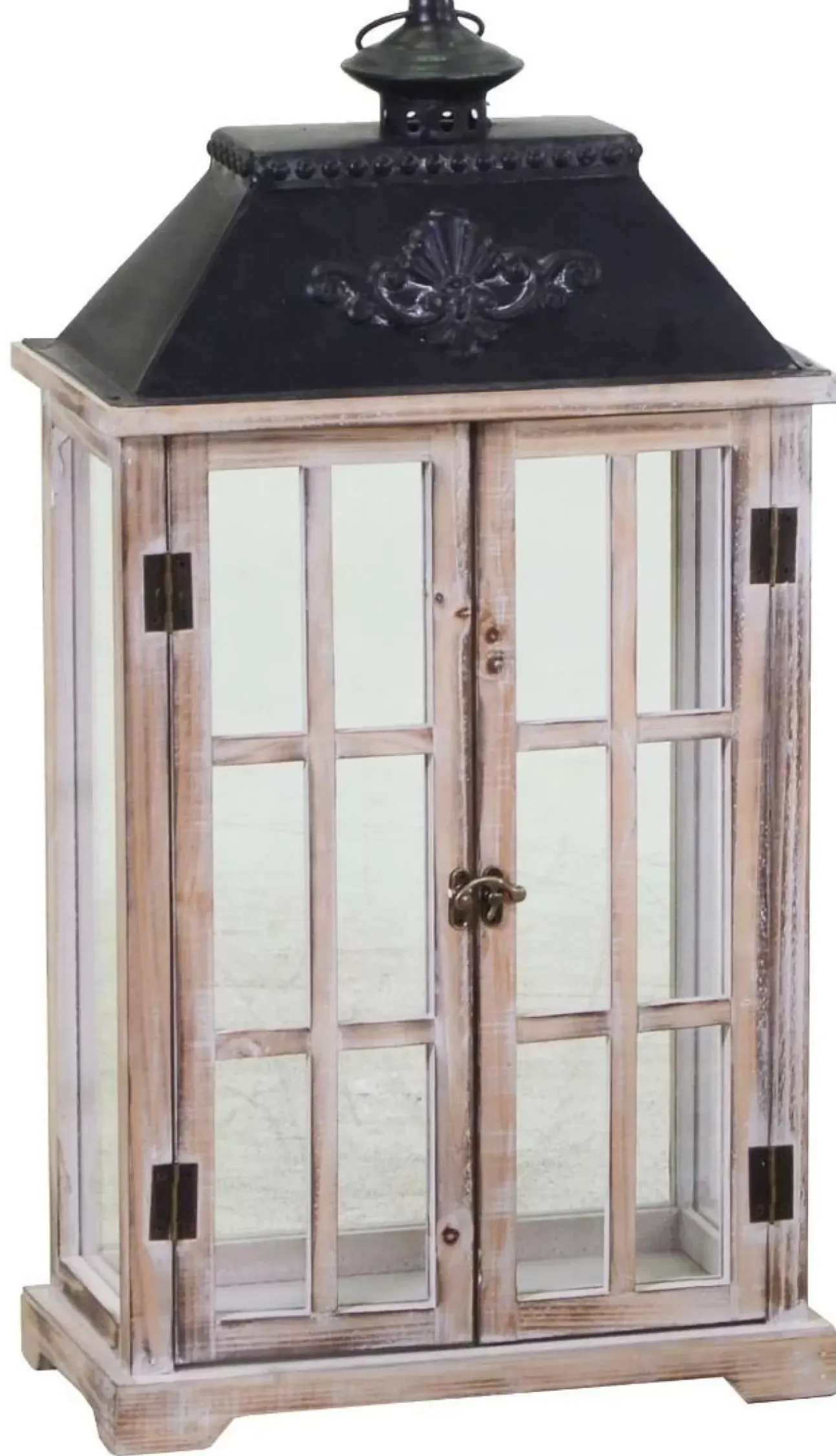 Lanterna Rettangolare In Legno Marrone 33X17X64Cm