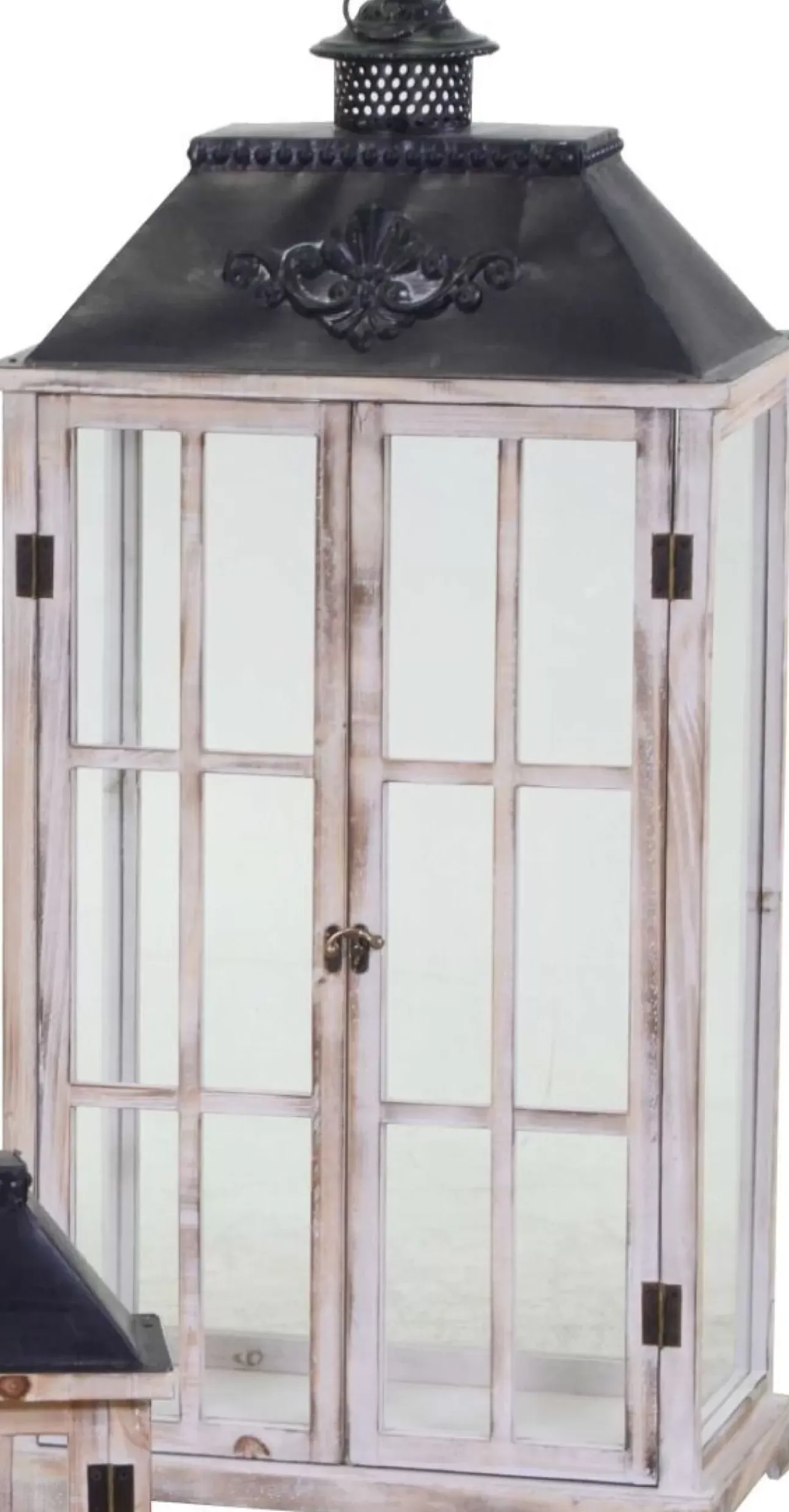 Lanterna Rettangolare In Legno Marrone 40X17X64Cm