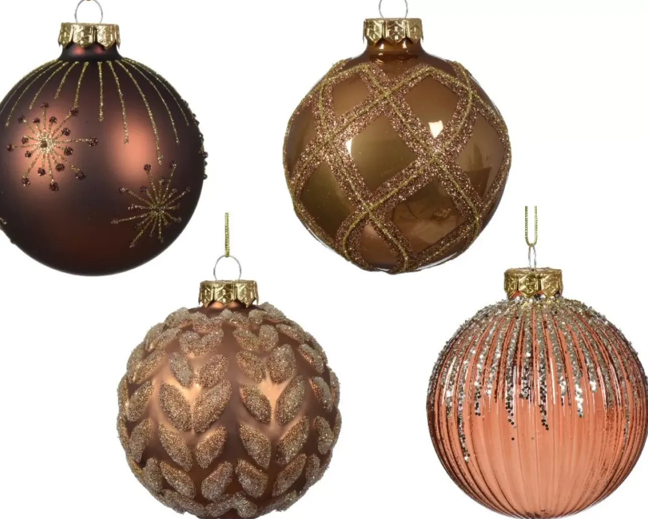 1 Pallina Con Decorazioni Natalizie Bronzo Modello Assortito
