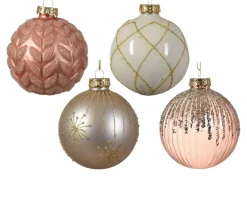 1 Pallina Con Decorazioni Natalizie Rosa Modello Assortito