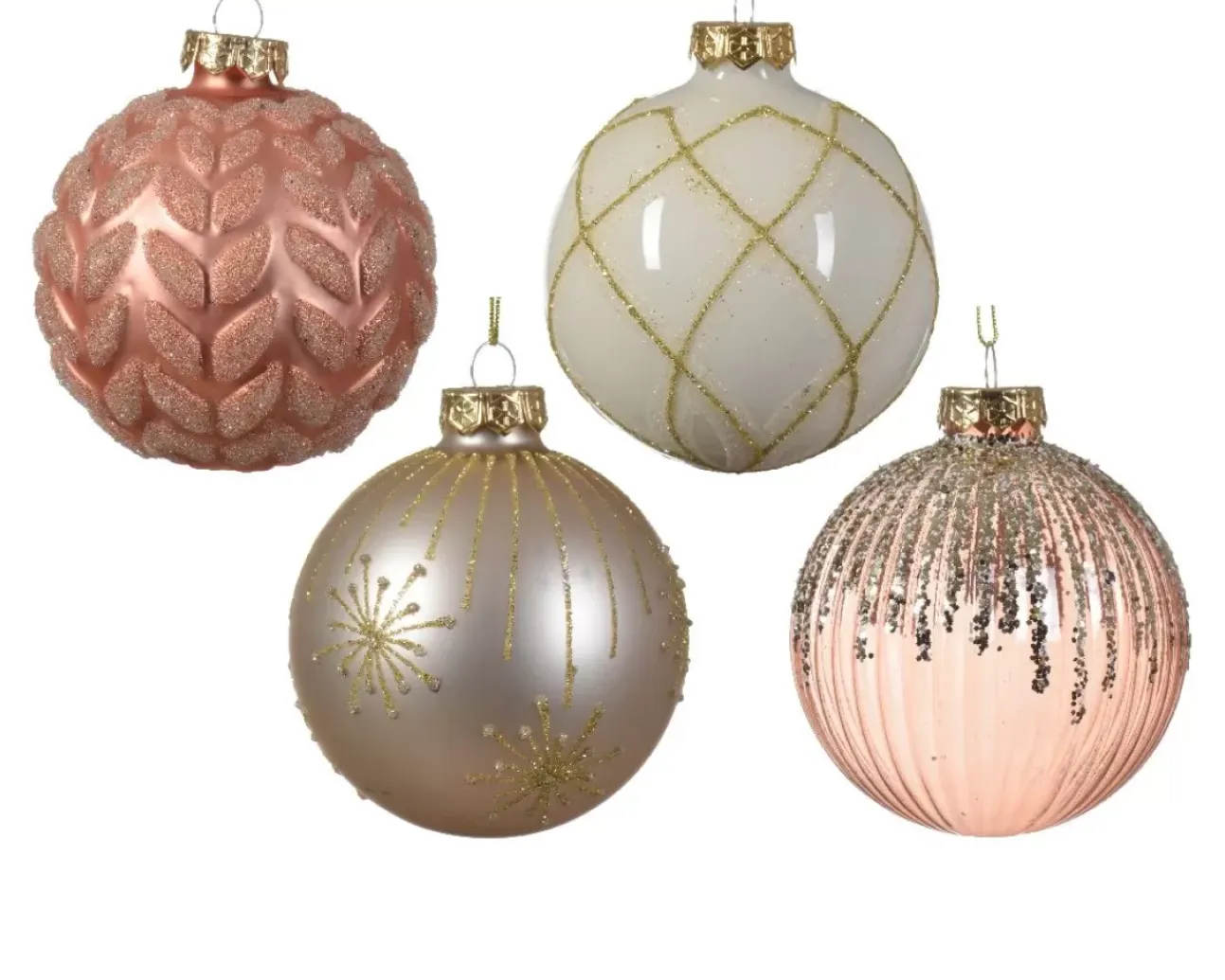 1 Pallina Con Decorazioni Natalizie Rosa Modello Assortito