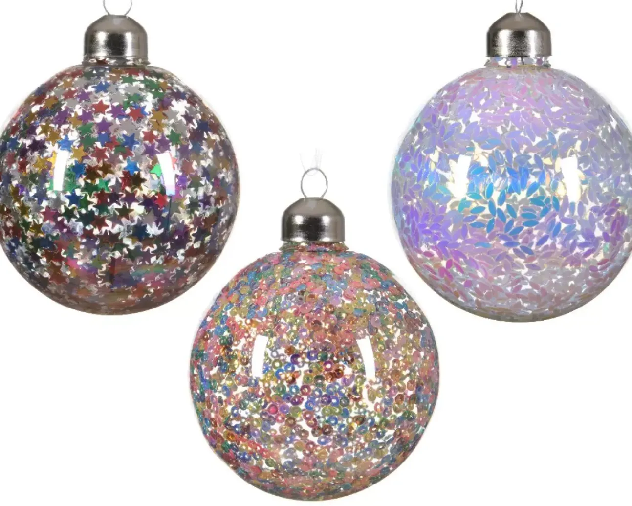 1 Pallina Di Natale Con Glitter Modello Assortito Multicolor