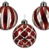 1 Pallina Di Natale D8Cm Con Decorazioni A Strisce E Glitter