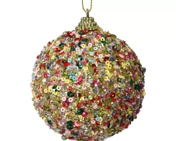 Pallina Di Natale D.8Cm Con Perline Multicolor