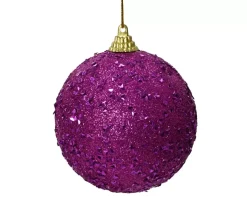 Pallina Di Natale D.8Cm Viola Con Glitter