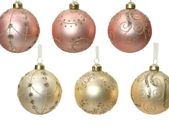 1 Pallina Di Natale Rosa/Oro 8Cm Colore Assortito