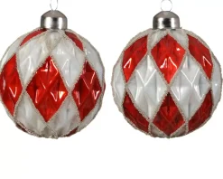 1 Pallina Di Natale Rosso/Bianco 8Cm Modello Assortito