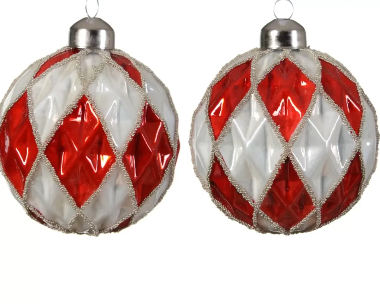 1 Pallina Di Natale Rosso/Bianco 8Cm Modello Assortito