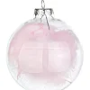 Pallina In Vetro Con Piuma Rosa O10Cm