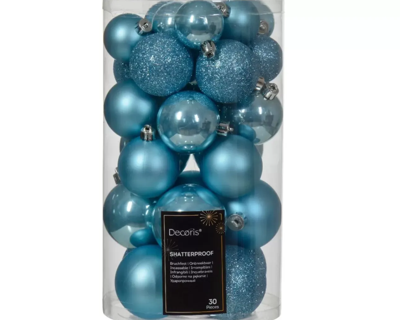 30 Palline Di Natale Assortite Colore Azzurro