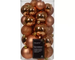 30 Palline Di Natale Assortite Colore Rame