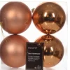4 Palline Di Natale D.10Cm Colore Rame Lucido/Opaco