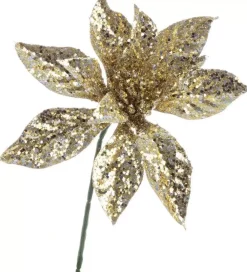 Pick Poinsettia Oro H22,5Cm