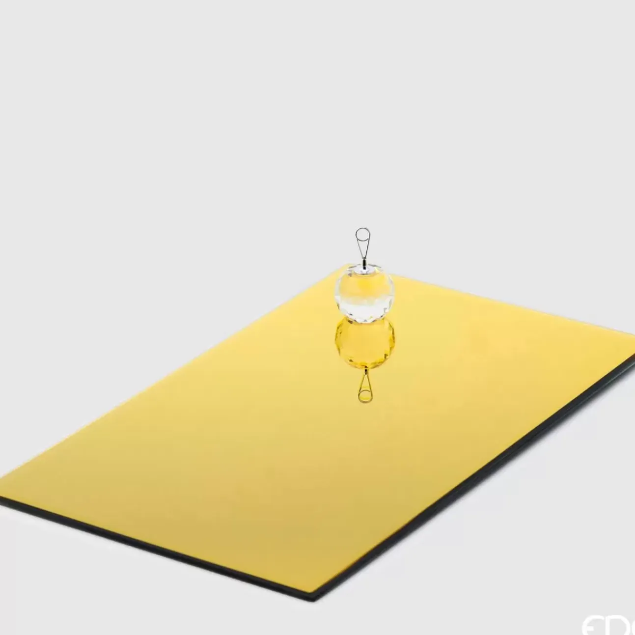 Portacandele Con Base Specchio Rettangolare 40X24,5Cm Oro
