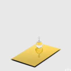 Portacandele Con Base Specchio Rettangolare 25X15,5Cm Oro