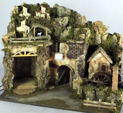 Presepe 60X34X44 Cm Con Luci E Mulino Ad Acqua Con Pompa