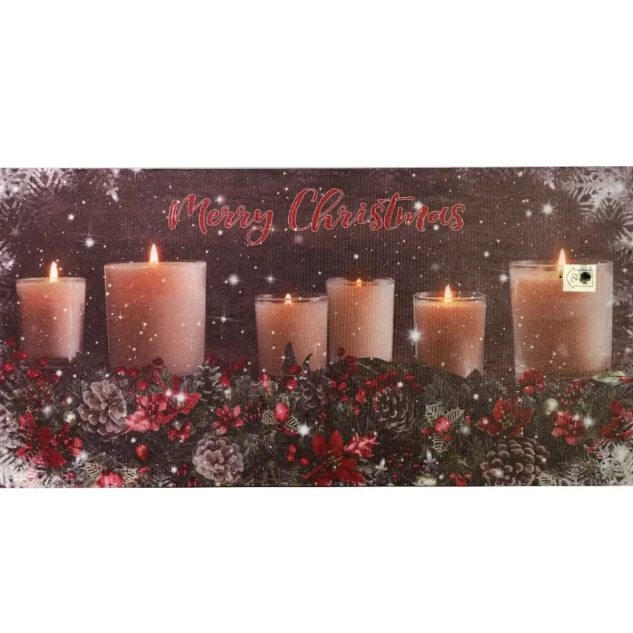 Quadro Natalizio Con Candele 60X30X1,8Cm Con Microled Bianco Caldo