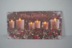 Quadro Natalizio Con Candele 60X30X1,8Cm Con Microled Bianco Caldo