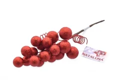 Ramo Glitterato Rosso Con Bacche