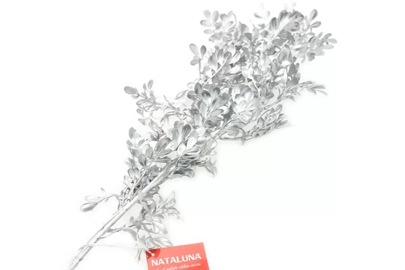 Ramo Natalizio Con Foglie 100Cm Argento