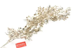 Ramo Natalizio Con Foglie 100Cm Champagne