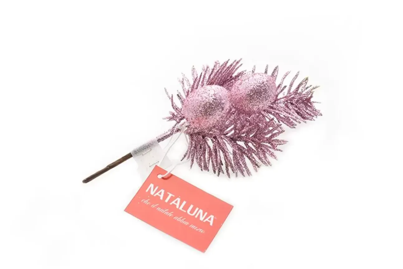 Ramo Natalizio Con Glitter Rosa