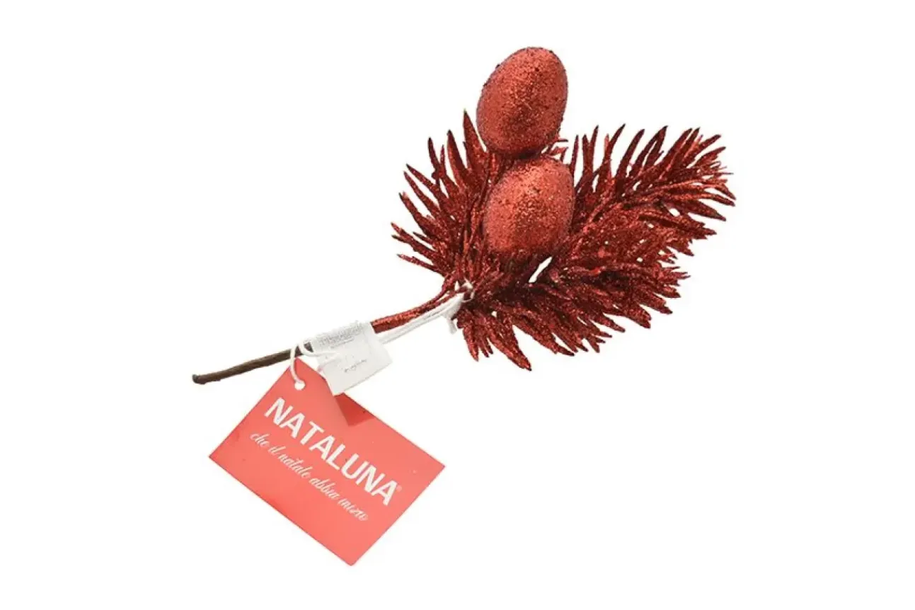Ramo Natalizio Con Glitter Rosso