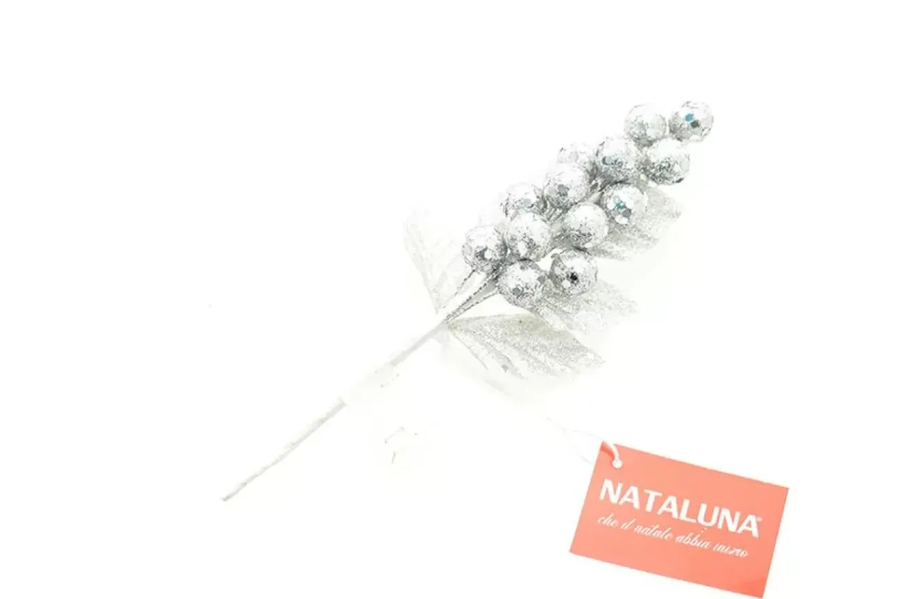 Ramo Natalizio Glitterato Argento