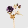 Ramo Natalizio Oro Con Fiore Viola 50Cm
