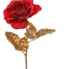 Ramo Oro Con Rosa Rossa 57Cm