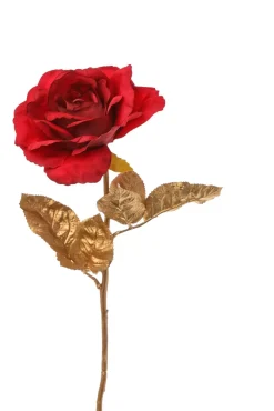 Ramo Oro Con Rosa Rossa 57Cm