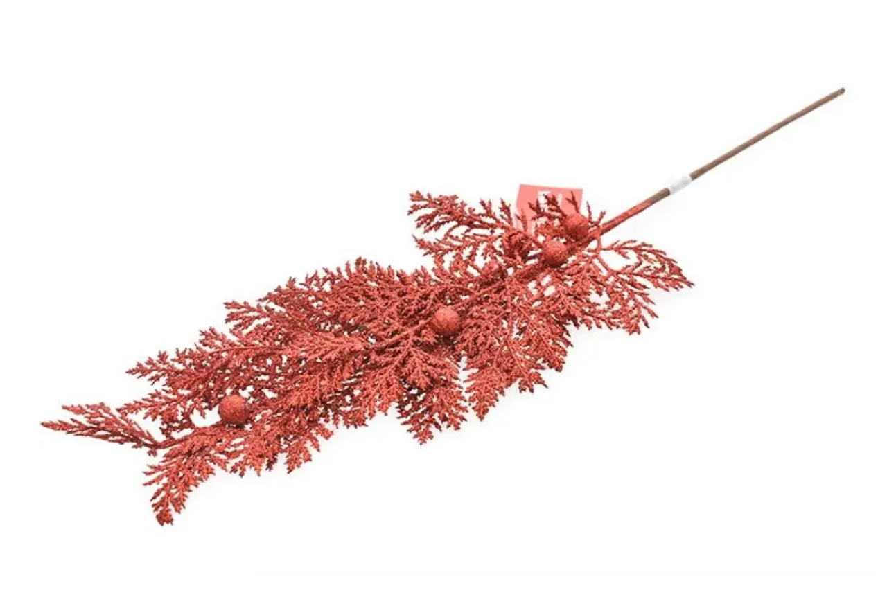 Ramo Rosso Con Glitter 58Cm