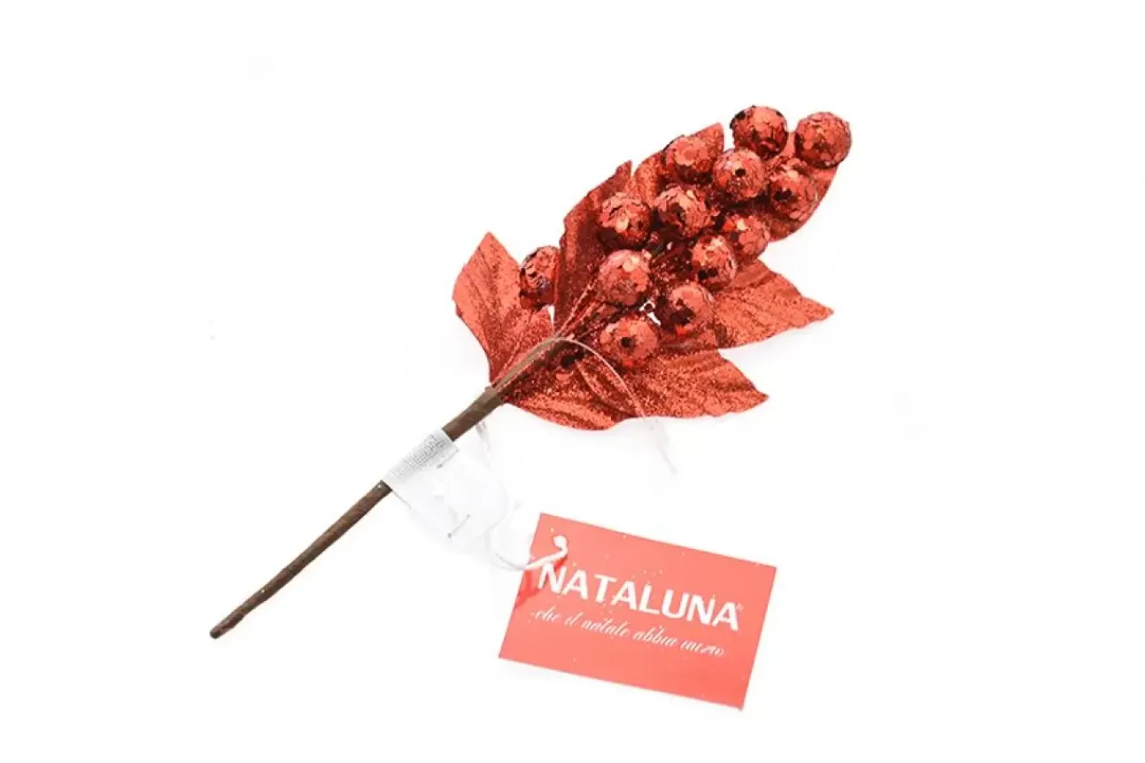 Ramo Rosso Natalizio Glitterato