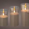 Set 3 Candele Grigie Led 17,5Cm Effetto Realistico