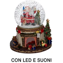 Sfera Ad Acqua Natalizia Babbo Natale 16.5Cm Con Led E Suoni