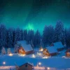 Sfondo Poster Aurora Boreale Con Fibre Ottiche 76X56Cm