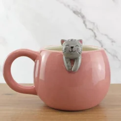 Tazza Mug Rosa Con Gattino 3D 14Cm